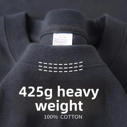 Heavy Weight 425 grams Men T Shirt Cotton Half Sleeve Breathable High Quality Round Neck Basic Tops Men Summer T-Shirt