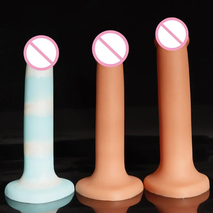 Little Thin Dick Realistic Dildo Anal for The Beginner Soft Silicone Penis with Lovely Heart Shaped Suction Cup Anal Sex Toys