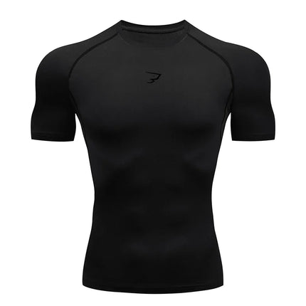 Men's quick drying running compression T-shirt short sleeved trendy printed fitness jogging men's slimming sports casual top
