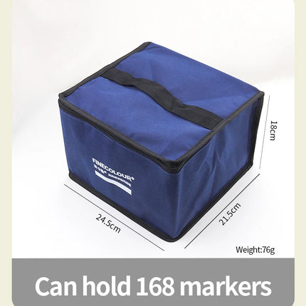 FINECOLOUR Large Capacity Zipper Pen Bag Art Markers Canvas Storage Navy Blue Bag Hold With base 120/168/240Pcs Markers Pen