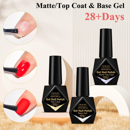 FOUR LILY 10ml Base Gel, Top Coat, Matte Top Coat Functional Nail Care Long Lasting UV/LED Varnish Gel Nail Polish Manicure
