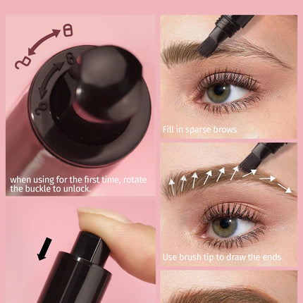 Wild Eyebrow Pencil Square Angled Brush Velvet 3D Brow Dye Cream Hairline Anti-smudge Waterproof Multifunction Eyebrow Tint Pen