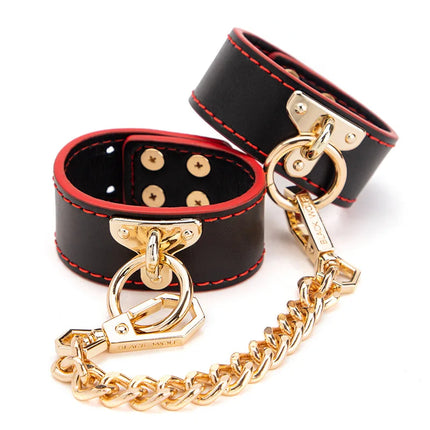  Genuine Leather BDSM Restraint Kit with Adjustable Collar Handcuffs Blindfold Intimate Couple Toys Set 