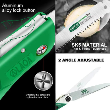 LAOA SK5 Sharp Tooth Foldable Garden Pruning Saw Multifunctional Hand Pruner for Gardening Camping Woodworking Cutting Tool