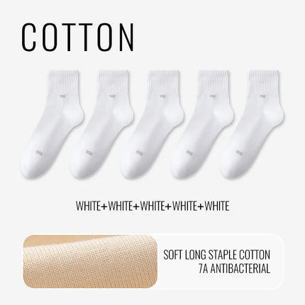 MiiOW 100% Pure Cotton Socks Men Business Dress Long Sock Black White Breathable Sport Sock Antibacterial Anti Odor Crew Socks