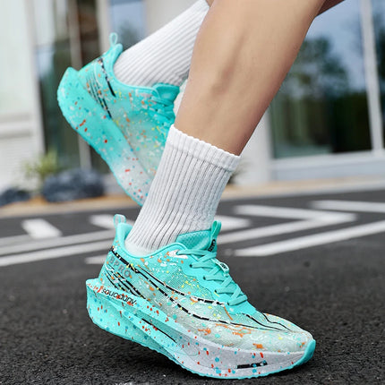 Marathon Carbon Plate Air Cushion Men Sports Running Shoes Breathable Lightweight Women's Comfortable Athletic Nonskid Sneakers