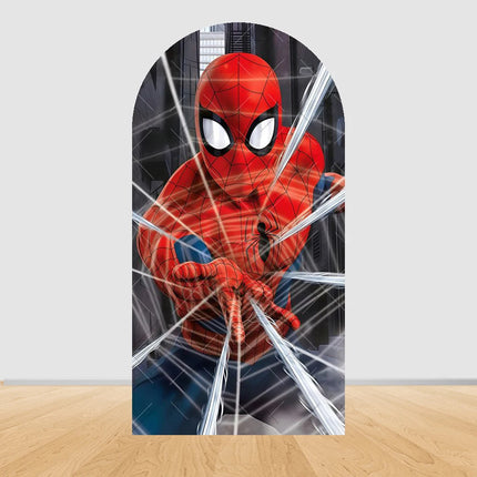 Spider Man Arch Backdrop Cover Web Pattern Design For Boys Birthday Party Superhero Theme Photo Booth Background Decor Prop