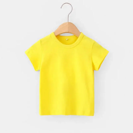 Summer Girls T-Shirts Yellow Red Short Sleeve Baby Boy T-Shirt White Tee Shirt Cotton Girls Tops For Children Clothes