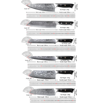 F.YOUNG Professional Kitchen Knives Damascus Steel Japanese Chef Knife Slicer Sashimi Utility Fruit Cooking Kitchenware Utensils