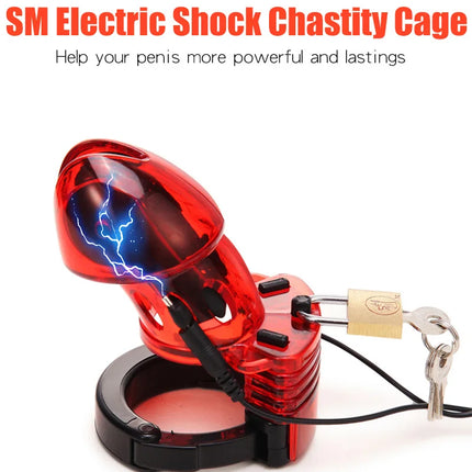 Electro Shock Penis Ring,E-stim Cock Cage,Penis Stimulation Cock Ring,Penis Extender Enlargement Ring,Sex Tool For Men Adult Toy