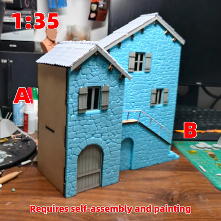 Assembly Architectural Miniature Building Architecture Stone Dwelling Old-World Stone Cottage House Diorama Scale Model Kit 1/35
