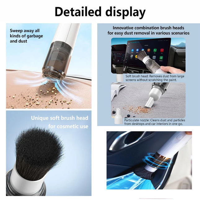 Portable Mini Handheld Vacuum Cleaner, 3-in-1 Suction/Blow/Water Absorption, Strong Suction for Car, Coffee Powder, Desktop Cleaning