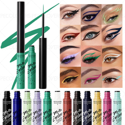 1PC Matte Colored Liquid Eyeliner Pen, Quick Drying, Smooth, Black/brown/blue, for A Charming Halloween Christmas Eye Makeup