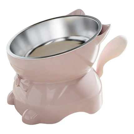Cat Bowl Creative Inclined Kitten Puppy Food Feeding Bowls, Cat Bowls Tilted Neck Guard Cat Food Bowl Neck Protection Design