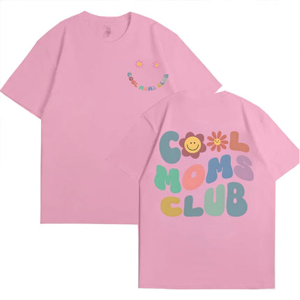 Cool Moms Club T Shirt for Women Summer Short Sleeve Tees Fashion Print Graphic Y2k Tops Mama Birthday Clothing Gift Outfit
