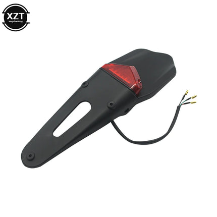 Motorcycle Rear Fender License Plate Bracket Holder with 12V LED Taillight Brake Lamp Universal for Enduro Off-Road Bike