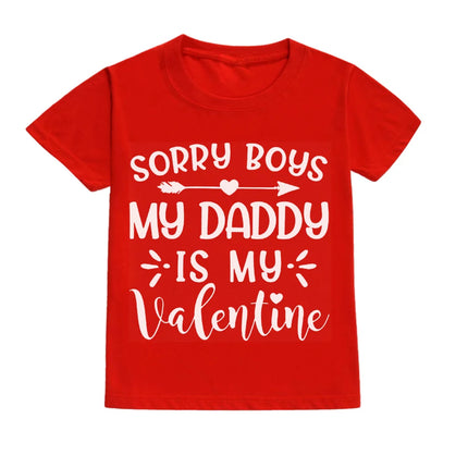 Daddy and Mommy's Valentine Print Kids T-Shirt Child Red Shirts Tops Boys Girls T-Shirt Valentine's Day Party Gifts Casual Clothes