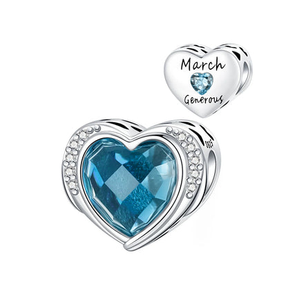 925 Sterling Silver January-December Birthday Stone Love Zircon Pendant Bead Fit Charms Necklace Bracelet Women Jewelry DIY Gift