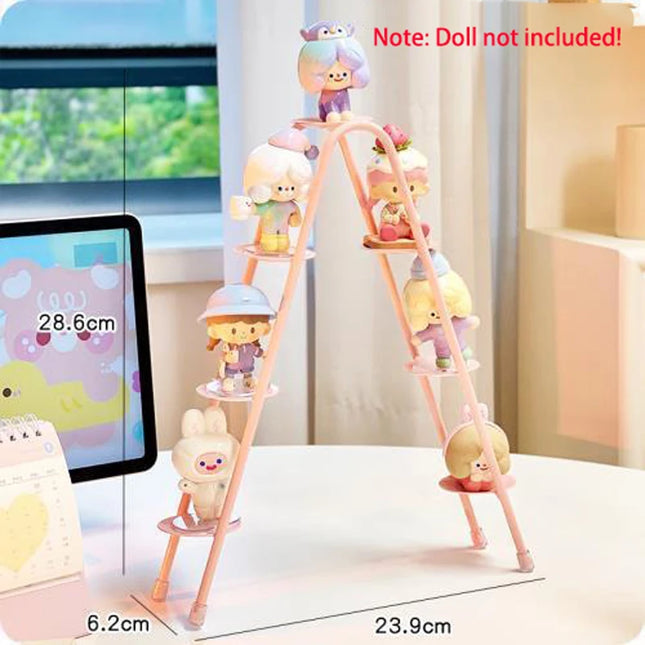 Metal Blind Box Display Rack for Mini Cute Figure Iron Art Ferris Wheel Step Ladder Doll Storage Box for Collector Toy Accessory