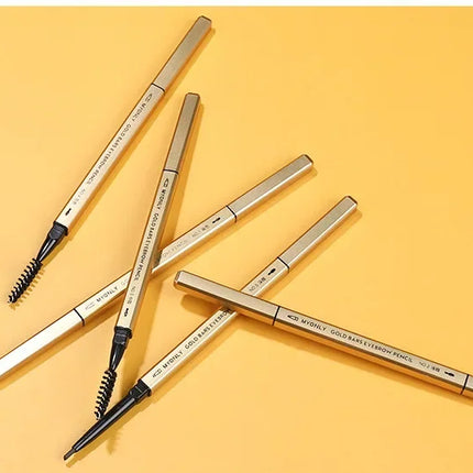 Gold Bar Double Ended Eyebrow Pencil - Ultra Fine 0.5mm Triangle Tip Waterproof & Smudge-proof for 3D Natural Brows