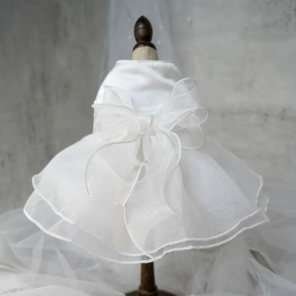 Wedding Dress for Small Dogs White Outfit for Yorkies Chihuahua Pet Formal Apparel for Puppy and Cat Summer Clothes