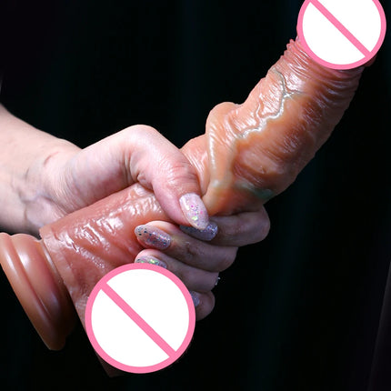 Realistic Dildo Sliding Foreskin Big Penis Suction Cup Dildos Female Masturbator Fake Dick Adult Anal Sex Toys for Women