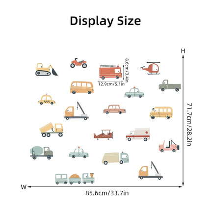 Cartoon Car Construction Truck Furniture Wall Stickers for Kids Room Living Room Wall Decals Baby Child Home Decoration Bedroom