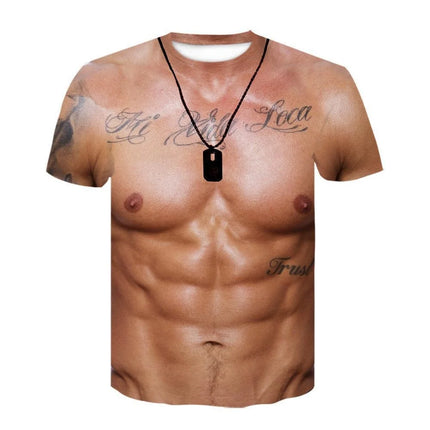 Funny Muscle Body 3D Printed T-shirt Mlae  Designer Clothes Streetwear Short Sleeve Top Tees Ugly Chest Hair T Shirt Clothing ﻿