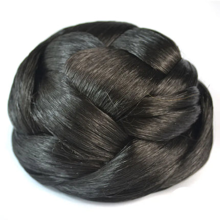 Jeedou Synthetic Hairpieces Spherical Updos Chignon With Bangs Clip In Hair Bun Pad Donut Rubber Band Black Color