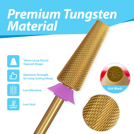 MagiBling Carbide Nail Drill Bits Cross Cut Tapered Barrel Right Left Hand Acrylic Cutter Gel Removal Manicure Tool 3/32'' 16mm