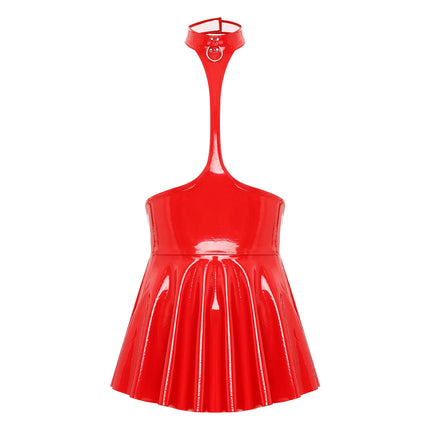 Womens Lingerie Open Chest Open Cup Bodysuit Patent Leather Latex Catsuit Costume Bare Breast Exposed Bodycon Bodysuit Dresses