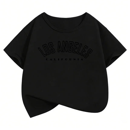 Fashion Los Angeles Top Design T-Shirts Y2K Kids Children's T-shirt Boys Girls Summer Spring Casual Top Tee Short Sleeve