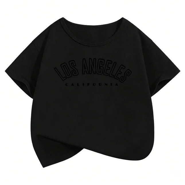 Fashion Los Angeles Top Design T-Shirts Y2K Kids Children's T-shirt Boys Girls Summer Spring Casual Top Tee Short Sleeve