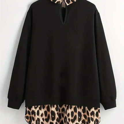 Plus Size Fashion Women's Long Sleeved Leopard Printed Shirt Ladies Spring/Autumn Fashion Lapel Collar Loose Casual Blouse