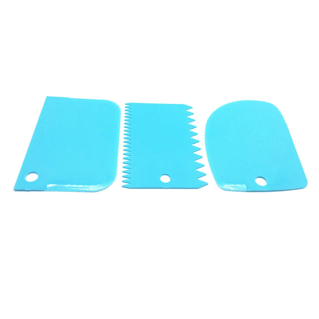 3Pcs Cream Scraper Suit DIY Kitchen  Straight Arc Tooth Shape Cream Bread Cutter Plastic Cake Pasty Scraper Baking Fondant Tools