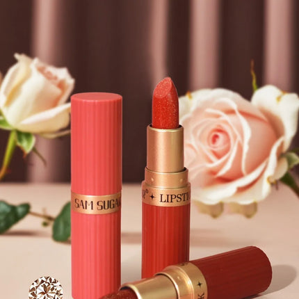 Nude Pink Luxurious Metallic Glitter Lipstick Long-Lasting Waterproof Non-Fade Shimmery Pearl Sparkling Brown Lip Gloss Makeup