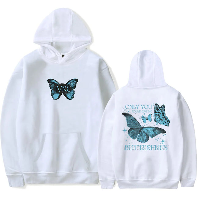 JVKE Butterflies Hoodie New Merch Unisex Retro Print 2026 fashion long sleeved hooded sweatshirt sportswear