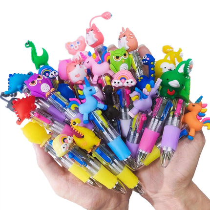 20Pcs/Lot Cute Cartoon 4 Color Mini Ballpoint Pen Kawaii Unicorn Flamingo Retractable Pen Stationery Gift School Office Supplies