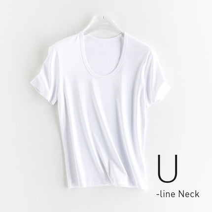 High-end New 10% Silk & Mercerized Cotton Women T-shirt Luxury Tee Short Sleeve Silky Feeling Summer Wear 2025 Tops V / O-neck