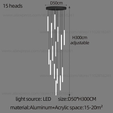 Minimalist Chandelier LED Stair Strip Lamp Duplex Building Interior Lighting Lamps Modern Dining Table Living Room Pendant light