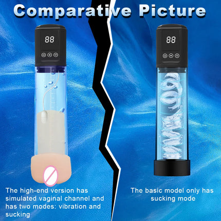 Electric Penis Pump Powerful Suction Led Display Penis Enlargement Enhance Delay Trainer Rechargeable Sex Toys for Men 18+