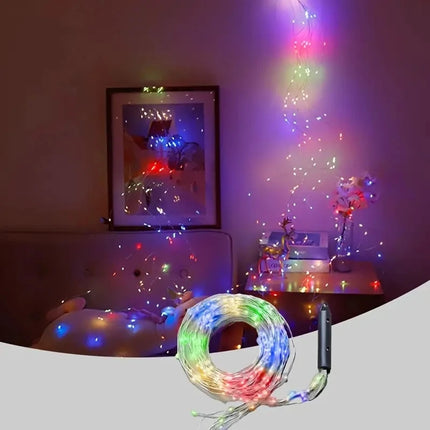 Solar Powered LED Branch Lights With Copper Waterproof Waterfall Light For Garden Party Outdoor Christmas Tree Decoration
