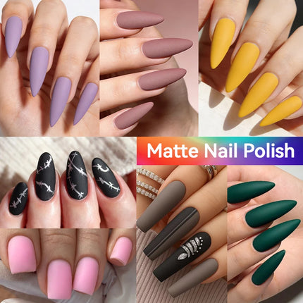 LILYCUTE 7ml Matte Nail Polish Velvet Effect Pearl Shell  Air Dry Nail Art Varnish No Need Lamp Manicure Glitter Nail Care Polis