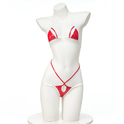 Anime Comics Girl Leather Bikini Sets 2024 New Women Sexy Two-piece Thong swimsuit Bathing Suit Cute Bikini Maid Cosplay Costume