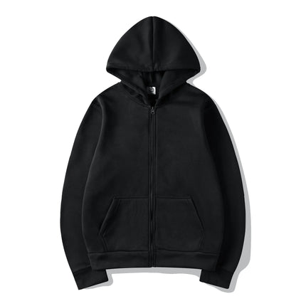 2025New Trendy Sweatshirt Coat Front Pockets Warm Zipper Lamb Wool Jacket Men and Woman Autumn Winter Pure Color Cardigan Hoodie