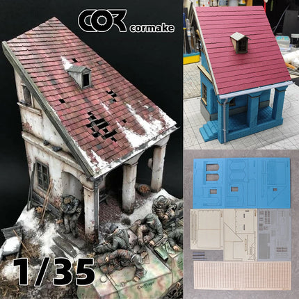 Assembly Architectural Miniature Europe Building House Shop Home Multi-storey Residential Cafe Diorama Scale Model Kit 1/35