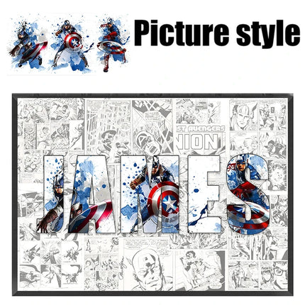 Personalised Custom NAME Word Art Print Marvel Superhero Character Posters Avenger Canvas Painting Wall Art Customize Home Decor