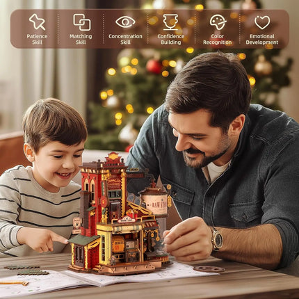 Robotime Wooden Music Box Christmas Dream Gift Factory 3D Wooden Puzzles Wooden Model Kits Build Best Gifts for Adults