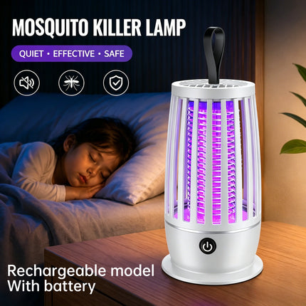 2 in 1 Mosquito Killer Lamp UV Light Insect Trap USB Rechargeable Quiet Night Light Bug Zapper for Home Bedroom Camping Outdoor