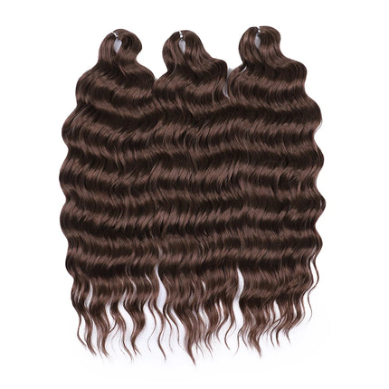 FASHION IDOL 24" 3pcs Deep Wave Curl Hair Synthetic Water Wave Braiding Hair Extensions Ombre Rainbow color Twist Crochet Hair